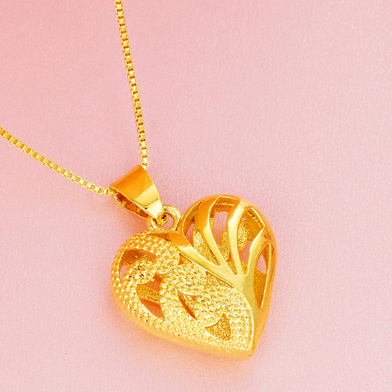 Висулка за колие с дизайн на сърцевидно цвете, от меден сплав, електроплатинация