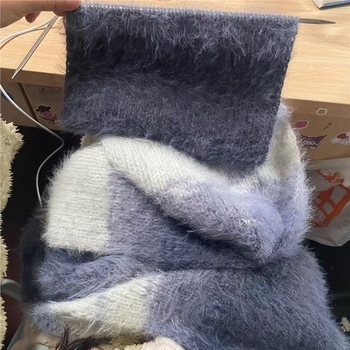 DIY komplet za pletenje šala s pejzažnim uzorkom i ink-dyed uzorkom, domaća vuna, pređa 7s, 1 vlakno