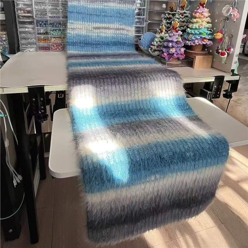 DIY komplet za pletenje šala s pejzažnim uzorkom i ink-dyed uzorkom, domaća vuna, pređa 7s, 1 vlakno