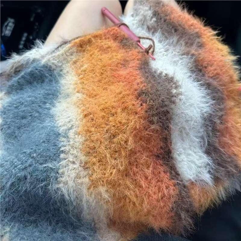 DIY komplet za pletenje šala s pejzažnim uzorkom i ink-dyed uzorkom, domaća vuna, pređa 7s, 1 vlakno