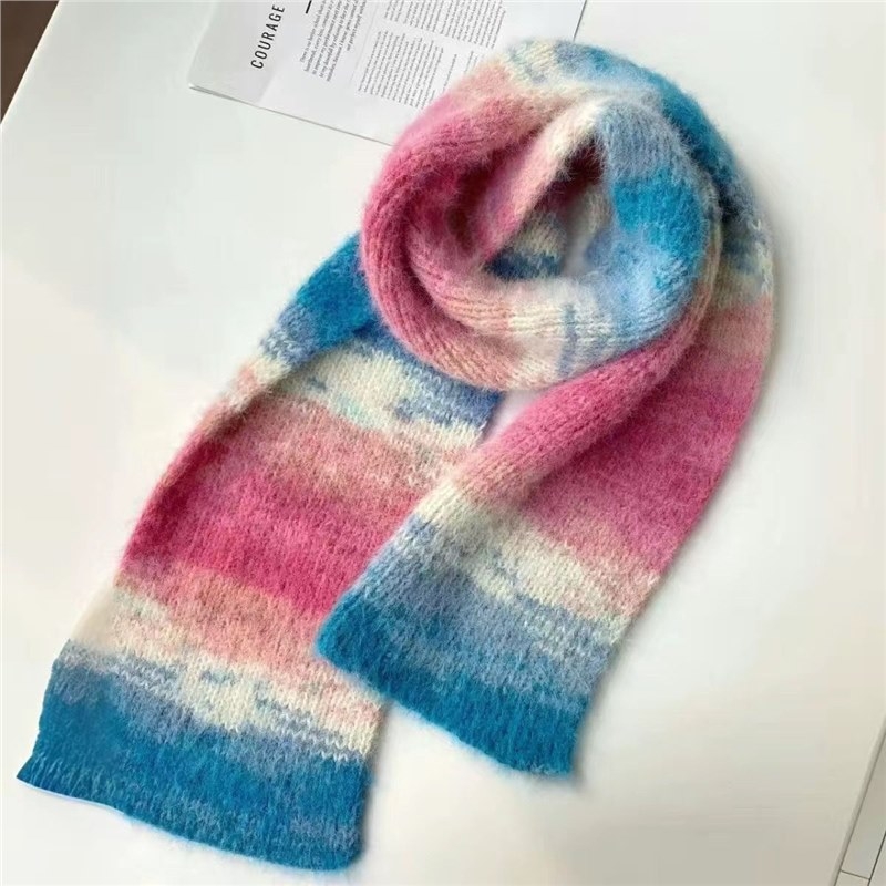 DIY komplet za pletenje šala s pejzažnim uzorkom i ink-dyed uzorkom, domaća vuna, pređa 7s, 1 vlakno