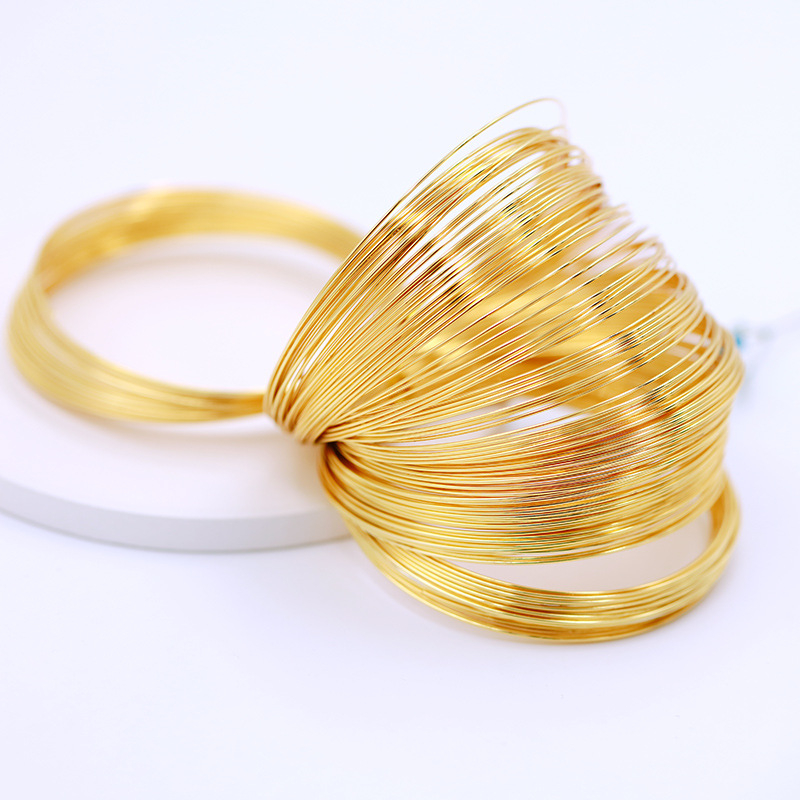 DIY dodaci za nakit: prsten od memorijske žice s perlama, 0.6×60 mm, boja 14K zlato