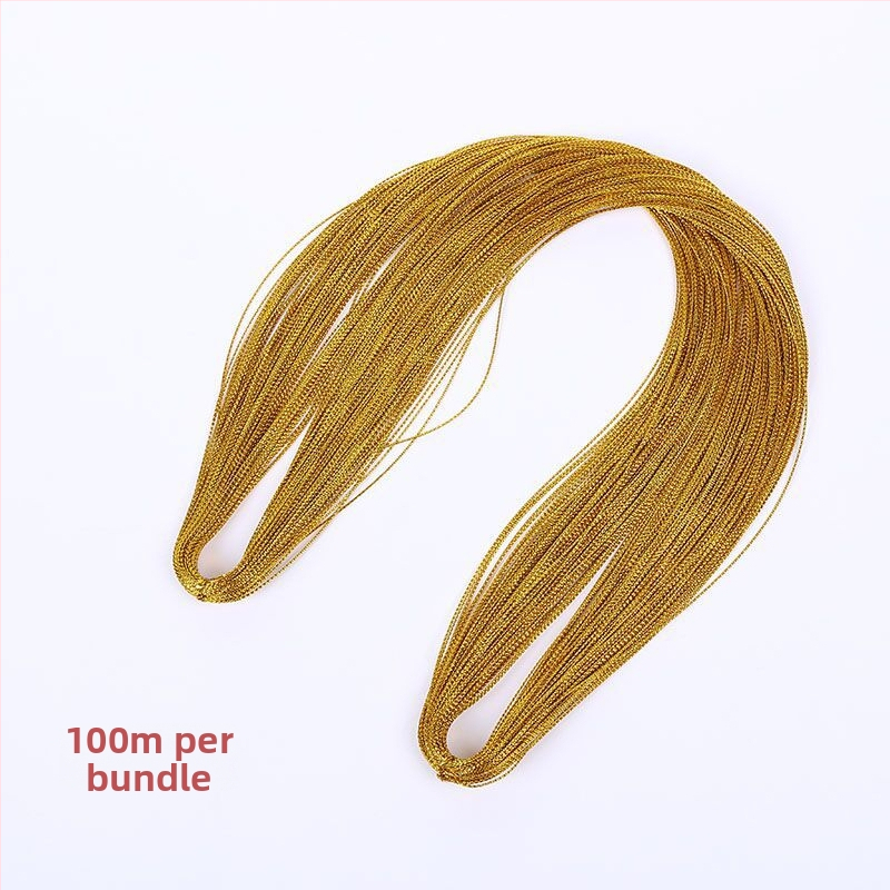 Metalinė siūlė, 8 gijų pluoštas, apvali, poliesteris, skirta pakabinamoms etiketėms ir dovanų įvyniojimui, blizganti