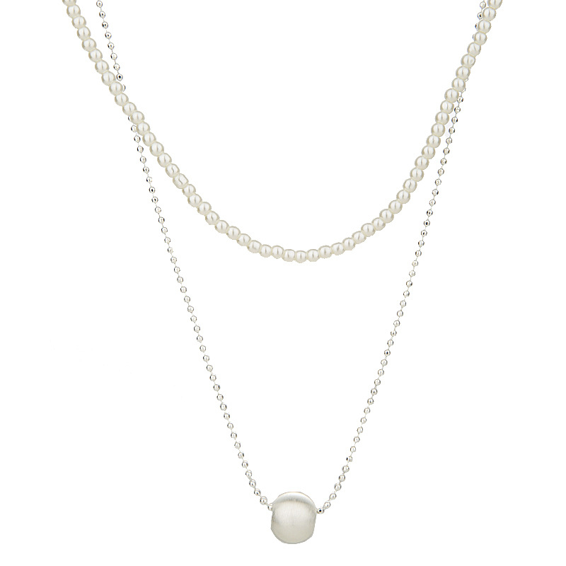 Двойнослойна огърлица с висулка във формата на сърце и перла, медно-сплавна основа, електроплакирана, класическа верига