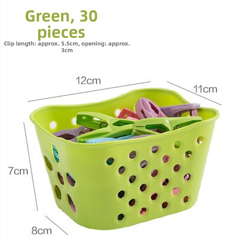 Σετ 30 πλαστικά κλιπ στέγνωσης με καλάθι αποθήκευσης, κατάλληλα για παπλώματα, εσώρουχα, κάλτσες, πουκάμισα και παντελόνια