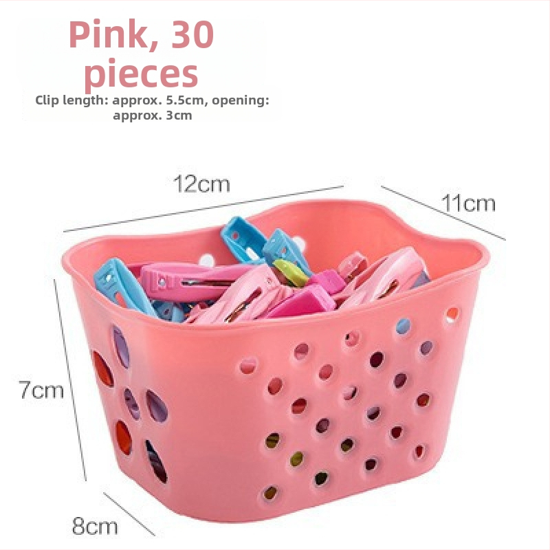 Σετ 30 πλαστικά κλιπ στέγνωσης με καλάθι αποθήκευσης, κατάλληλα για παπλώματα, εσώρουχα, κάλτσες, πουκάμισα και παντελόνια