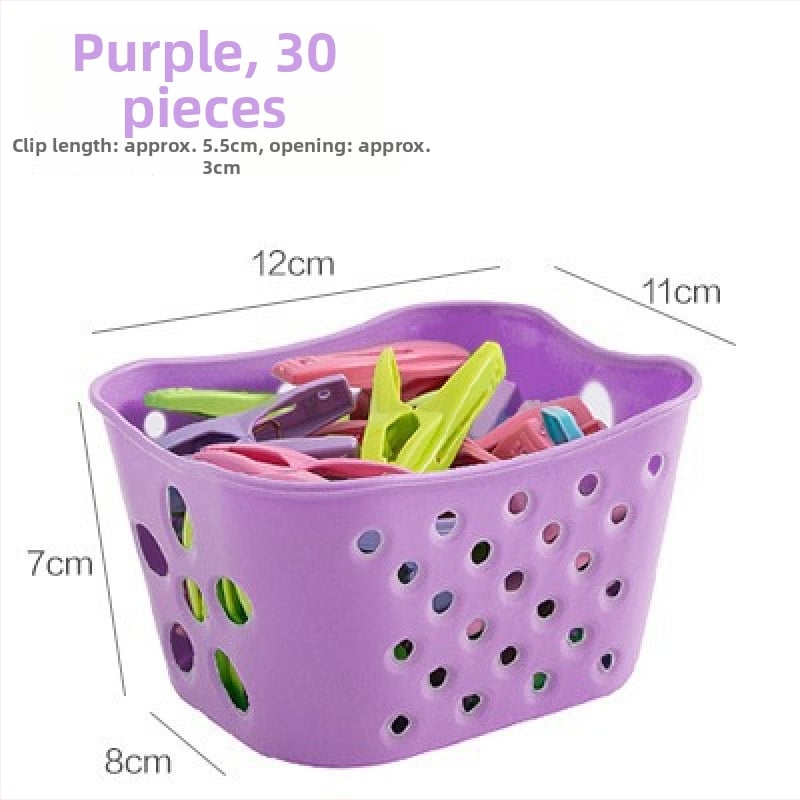 Σετ 30 πλαστικά κλιπ στέγνωσης με καλάθι αποθήκευσης, κατάλληλα για παπλώματα, εσώρουχα, κάλτσες, πουκάμισα και παντελόνια