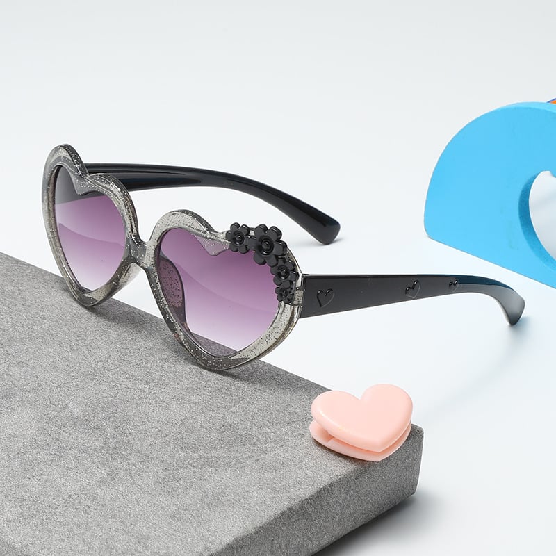 Παιδικά γυαλιά ηλίου σε σχήμα καρδιάς, μόδα catwalk, UV400 προστασία, πλήρες πλαίσιο, φακοί AC, πλαίσιο από PC, μη πολωμένα, κατηγορία 2