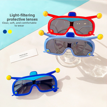 Παιδικά γυαλιά ηλίου με μετασχηματιζόμενο ρομπότ, UV400 προστασία, φακοί από ρητίνη, πλήρης σκελετός από PC, ειδικός καθρέφτης σε μοναδικό σχήμα