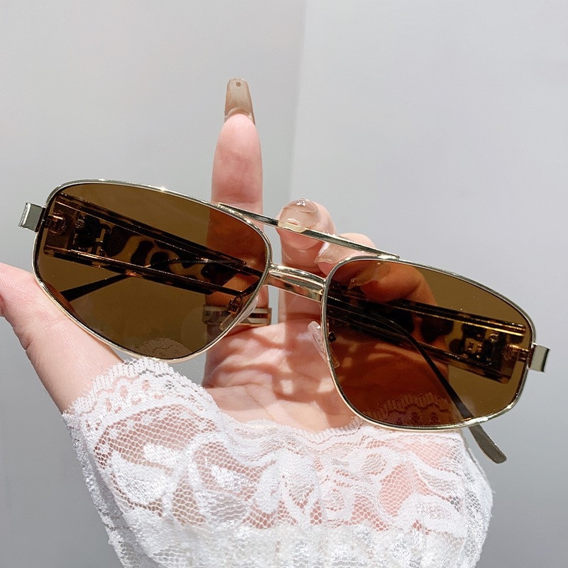Cat-eye γυαλιά ηλίου για γυναίκες, μεταλλικό πλαίσιο με διπλό γεφύρι, φακοί AC, UV400, μη πολωτικά, πλήρες πλαίσιο, φακοί με καθρέπτη