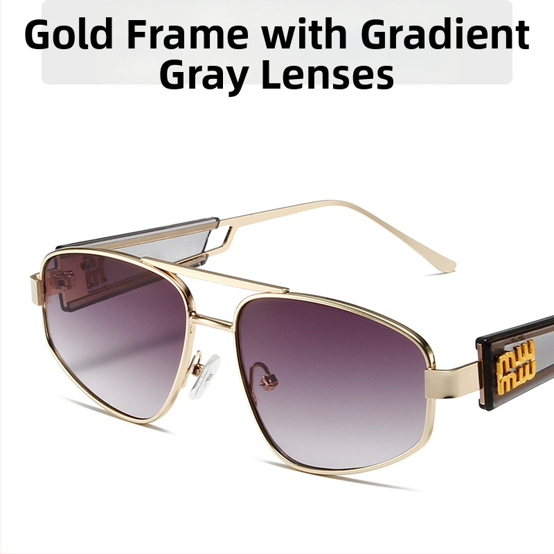 Cat-eye γυαλιά ηλίου για γυναίκες, μεταλλικό πλαίσιο με διπλό γεφύρι, φακοί AC, UV400, μη πολωτικά, πλήρες πλαίσιο, φακοί με καθρέπτη