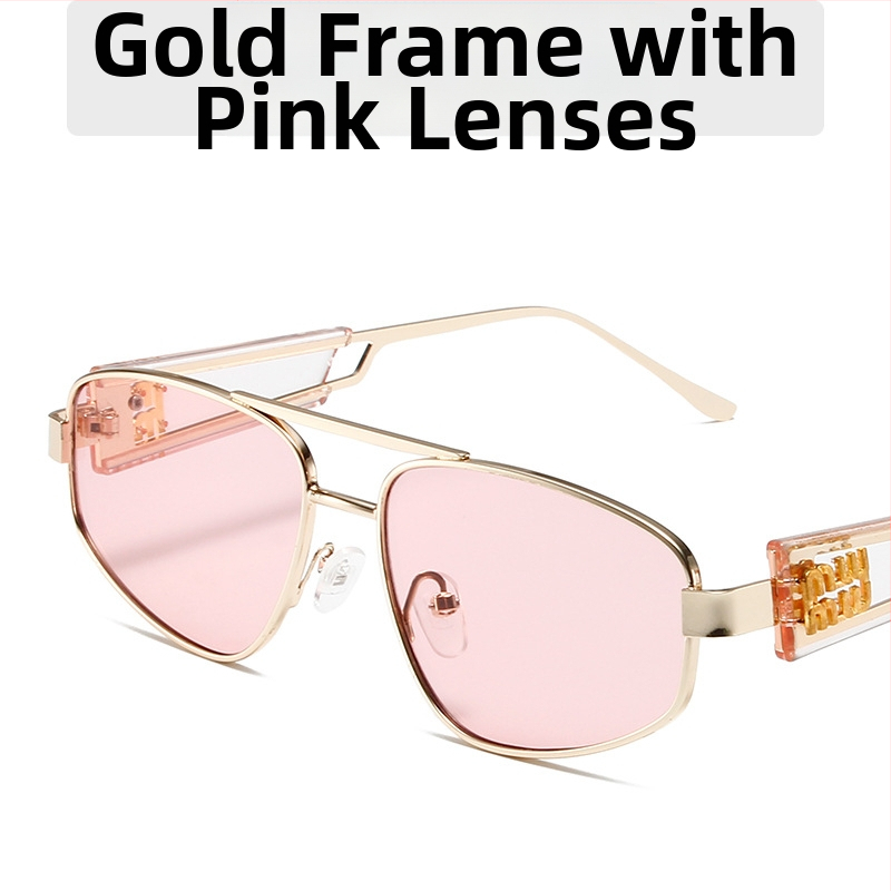 Cat-eye γυαλιά ηλίου για γυναίκες, μεταλλικό πλαίσιο με διπλό γεφύρι, φακοί AC, UV400, μη πολωτικά, πλήρες πλαίσιο, φακοί με καθρέπτη