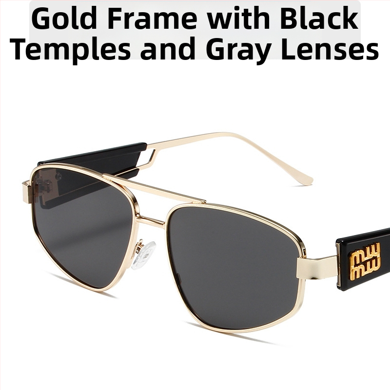 Cat-eye γυαλιά ηλίου για γυναίκες, μεταλλικό πλαίσιο με διπλό γεφύρι, φακοί AC, UV400, μη πολωτικά, πλήρες πλαίσιο, φακοί με καθρέπτη