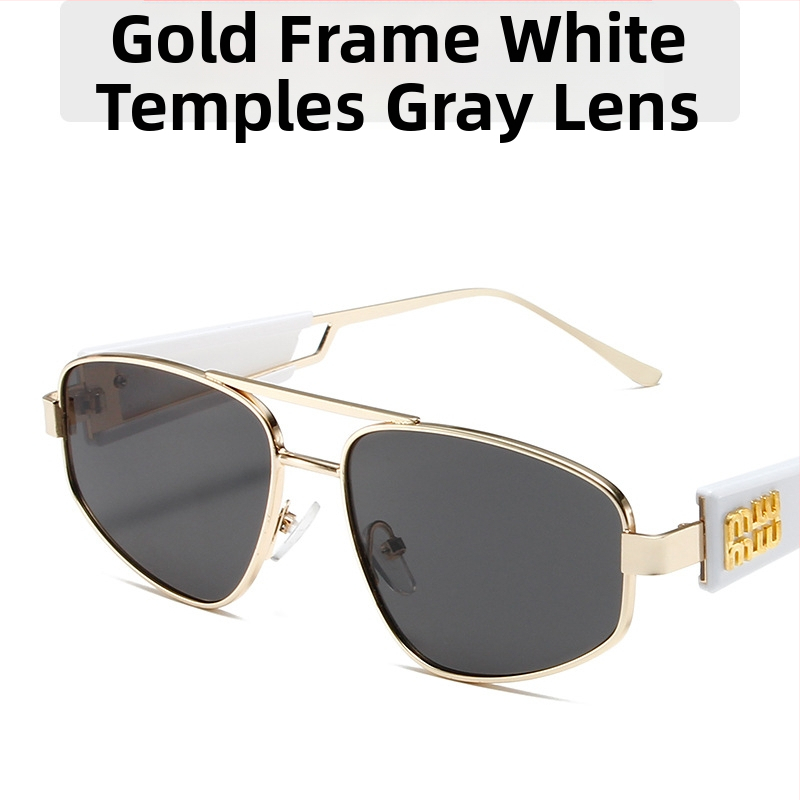 Cat-eye γυαλιά ηλίου για γυναίκες, μεταλλικό πλαίσιο με διπλό γεφύρι, φακοί AC, UV400, μη πολωτικά, πλήρες πλαίσιο, φακοί με καθρέπτη