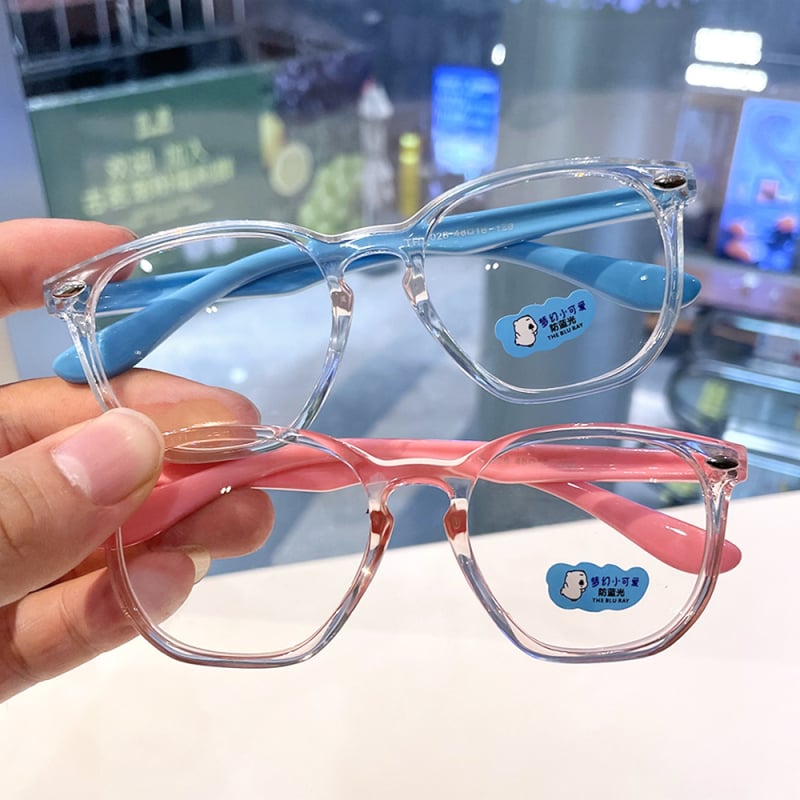 Παιδικά γυαλιά κατά της μπλε ακτινοβολίας, πλαίσιο σιλικόνης, φακοί ρητίνης, τετράγωνο σχήμα, UV400