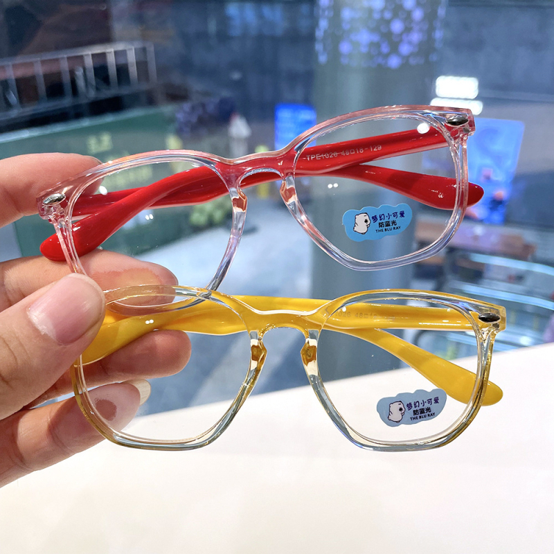 Παιδικά γυαλιά κατά της μπλε ακτινοβολίας, πλαίσιο σιλικόνης, φακοί ρητίνης, τετράγωνο σχήμα, UV400