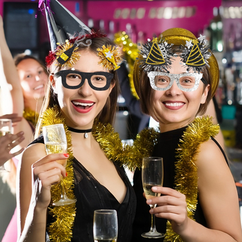 Ochelari decorativi pentru petrecere cu model geometric, ramă din plastic, execuție semi-manuală și semi-automatizată, personalizare disponibilă