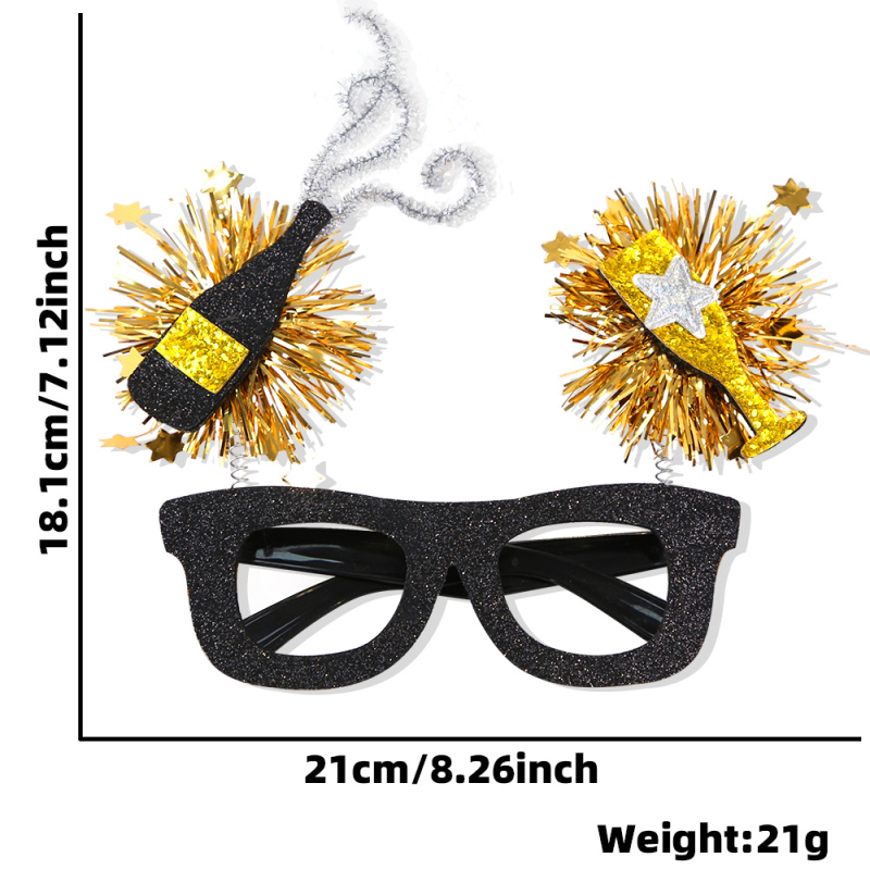 Ochelari decorativi pentru petrecere cu model geometric, ramă din plastic, execuție semi-manuală și semi-automatizată, personalizare disponibilă