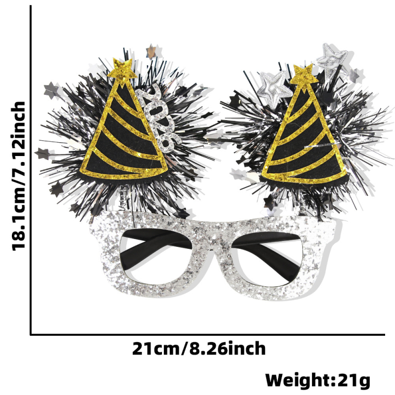 Ochelari decorativi pentru petrecere cu model geometric, ramă din plastic, execuție semi-manuală și semi-automatizată, personalizare disponibilă