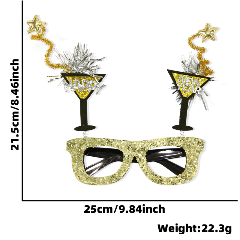 Ochelari decorativi pentru petrecere cu model geometric, ramă din plastic, execuție semi-manuală și semi-automatizată, personalizare disponibilă