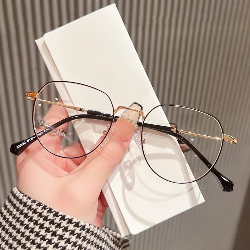 Naočale za čitanje s metalnim punim okvirom, kružni vintage stil, PC leće protiv plavog svjetla, izdanje jesen 2024