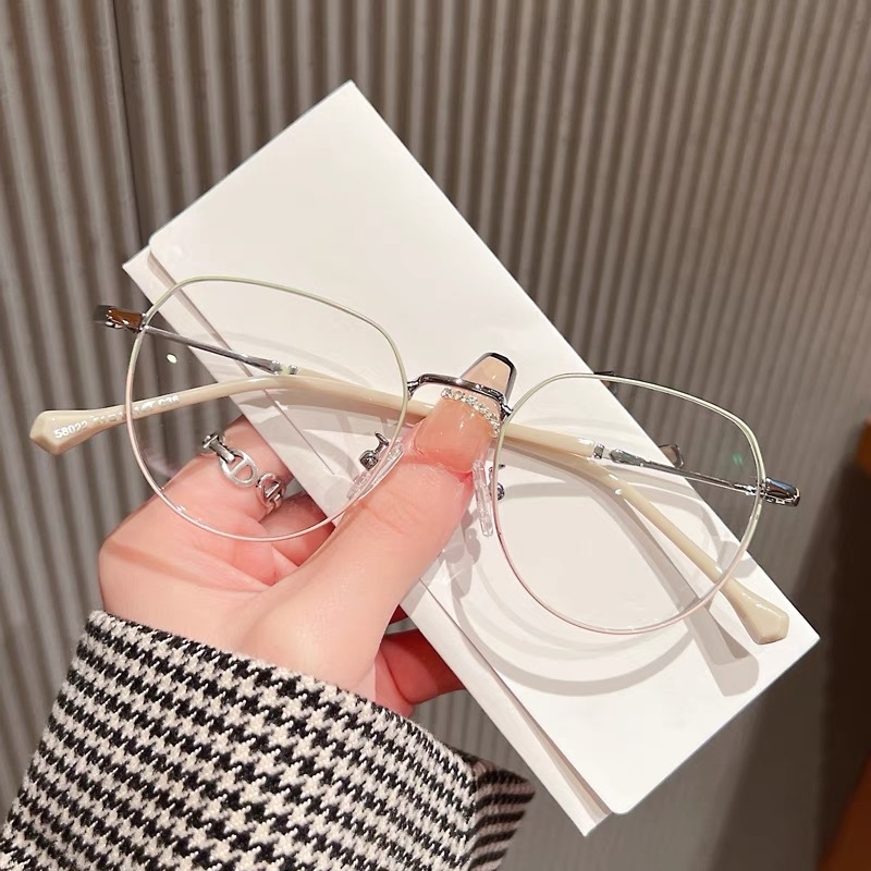 Naočale za čitanje s metalnim punim okvirom, kružni vintage stil, PC leće protiv plavog svjetla, izdanje jesen 2024