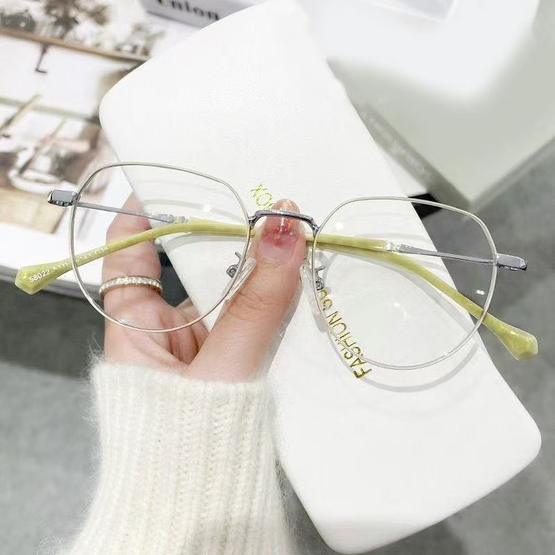 Naočale za čitanje s metalnim punim okvirom, kružni vintage stil, PC leće protiv plavog svjetla, izdanje jesen 2024