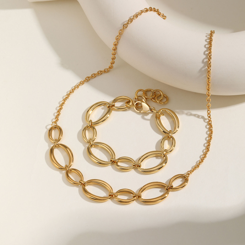 Дамски браслет от неръждаема стомана, геометричен дизайн, голяма верига, електроплакиран завършек