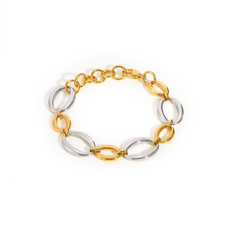 Дамски браслет от неръждаема стомана, геометричен дизайн, голяма верига, електроплакиран завършек