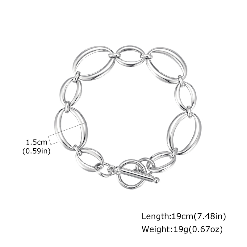 Дамски браслет от неръждаема стомана, геометричен дизайн, голяма верига, електроплакиран завършек