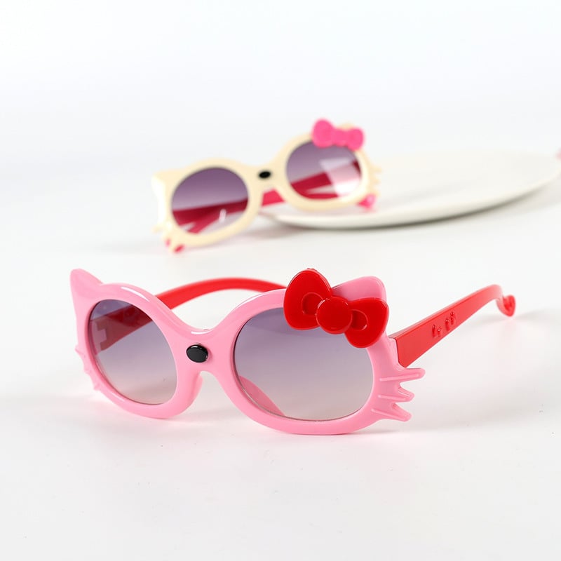 Lastepäikseprillid kassikujulise kujundusega ja paelaga, UV400, täisraam PC, läätsed PC, 80% nähtava valguse läbilaskvus