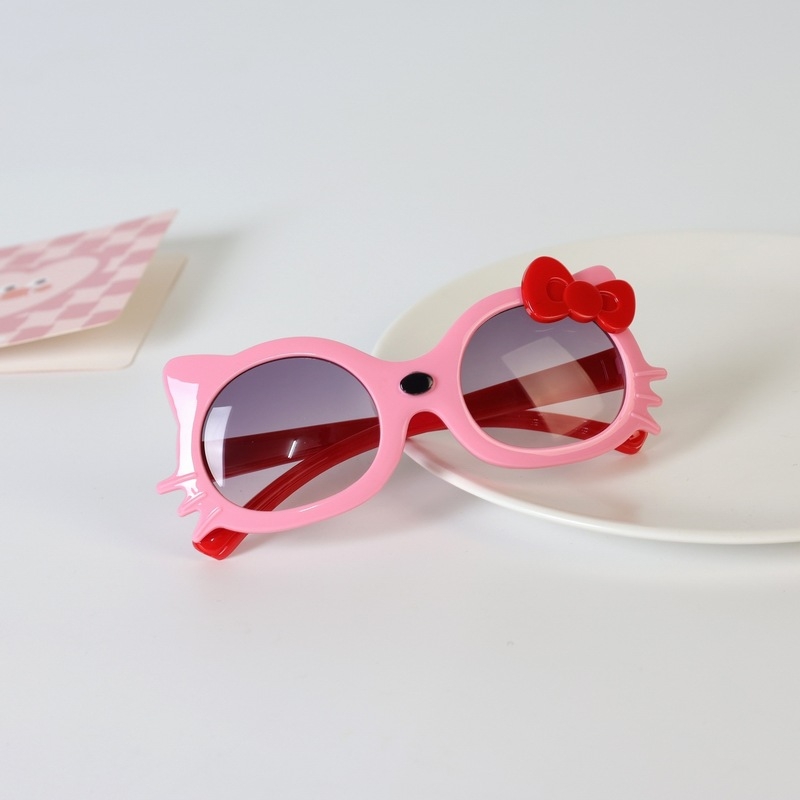 Παιδικά γυαλιά ηλίου με σχήμα γάτας και φιόγκο, UV400, πλήρης PC σκελετός και φακοί, 80% διαπερατότητα ορατού φωτός