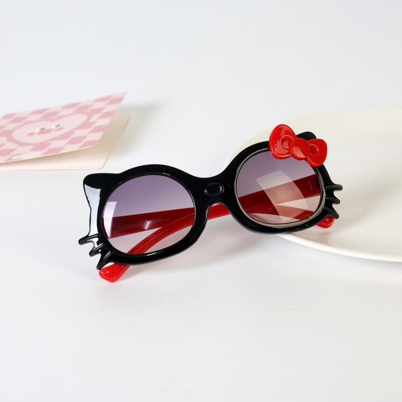 Παιδικά γυαλιά ηλίου με σχήμα γάτας και φιόγκο, UV400, πλήρης PC σκελετός και φακοί, 80% διαπερατότητα ορατού φωτός