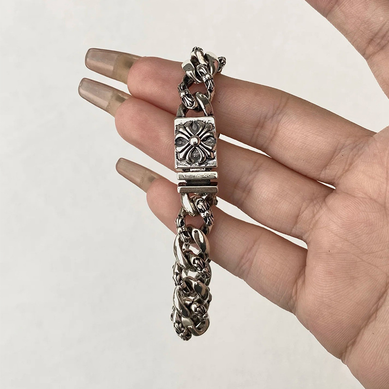 Медна гривна с кръст и зар, унисекс, хип-хоп стил, пролет 2024