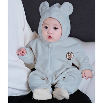 Бебешки гащеризон-ромпер с качулка - Corduroy, Rabbit Fur 95%+, дълги ръкави, пролет (Качулка, Новородени, Пролет, Тънък, Rabbit Fur 95%)