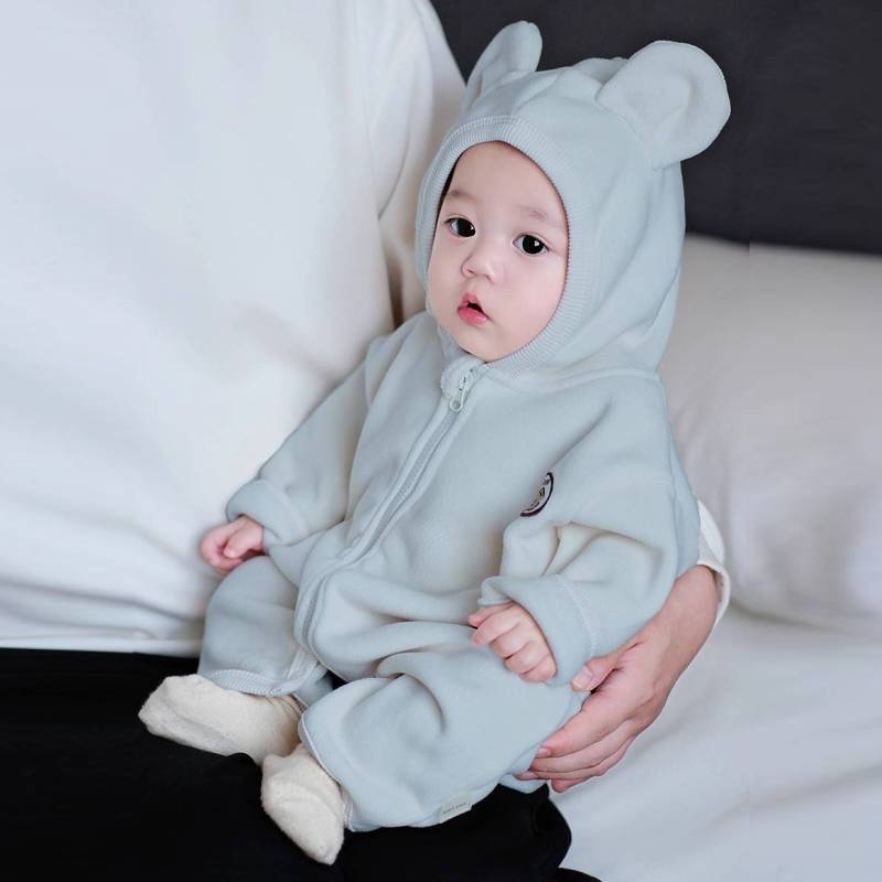 Бебешки гащеризон-ромпер с качулка - Corduroy, Rabbit Fur 95%+, дълги ръкави, пролет (Качулка, Новородени, Пролет, Тънък, Rabbit Fur 95%)