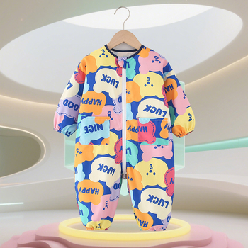 Бебешки пълзящ гащеризон - водоустойчив, едночастов, дълги ръкави, 95% полиестер, за деца 1–3 години (80–100 см)