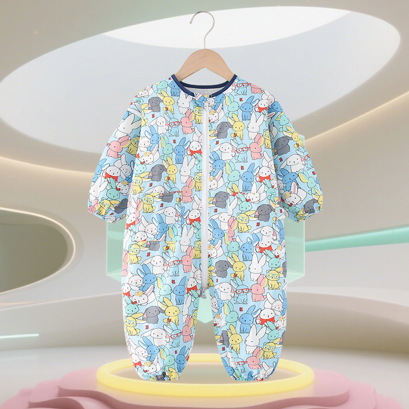 Бебешки пълзящ гащеризон - водоустойчив, едночастов, дълги ръкави, 95% полиестер, за деца 1–3 години (80–100 см)