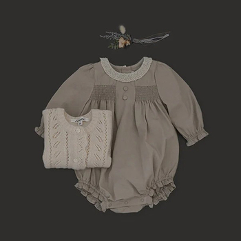 Бебешки памучен гащеризон с дълги ръкави, унисекс, без качулка, скрито закопчаване, 100% памук