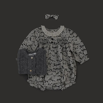 Бебешки памучен гащеризон с дълги ръкави, унисекс, без качулка, скрито закопчаване, 100% памук