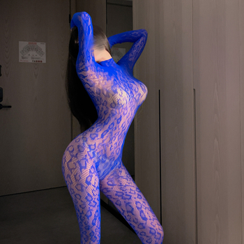 Női hálószövetes body nyitott hátsóval, jacquard, poliészter anyag