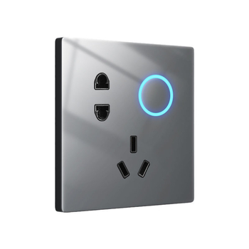 Priză USB ascunsă cu întrerupător din sticlă temperată, tip 86, LED, montaj 60x60 mm, contacte din bronz tin-fosfor