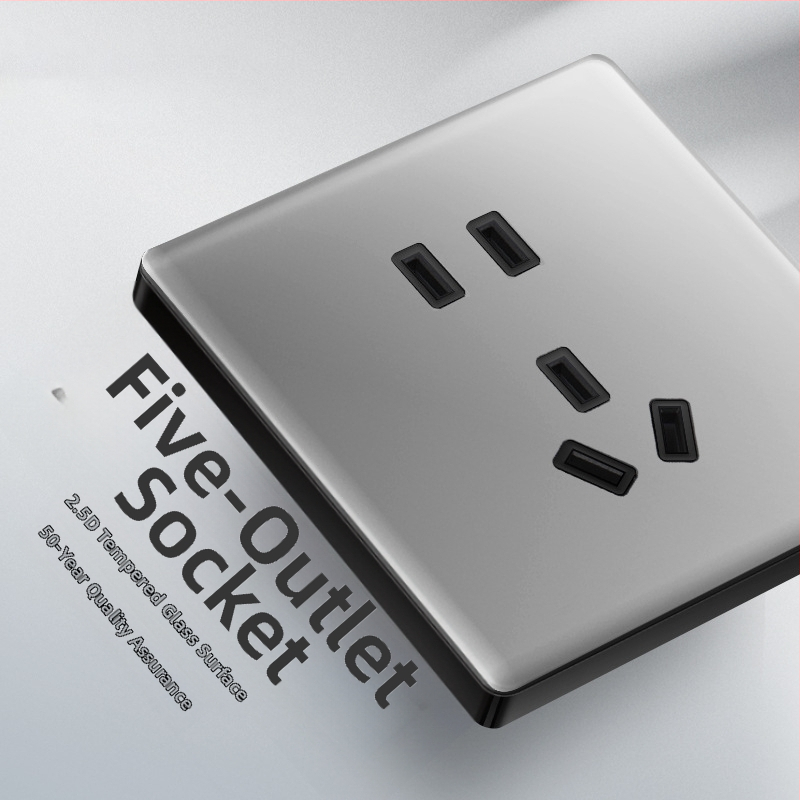 Priză USB ascunsă cu întrerupător din sticlă temperată, tip 86, LED, montaj 60x60 mm, contacte din bronz tin-fosfor