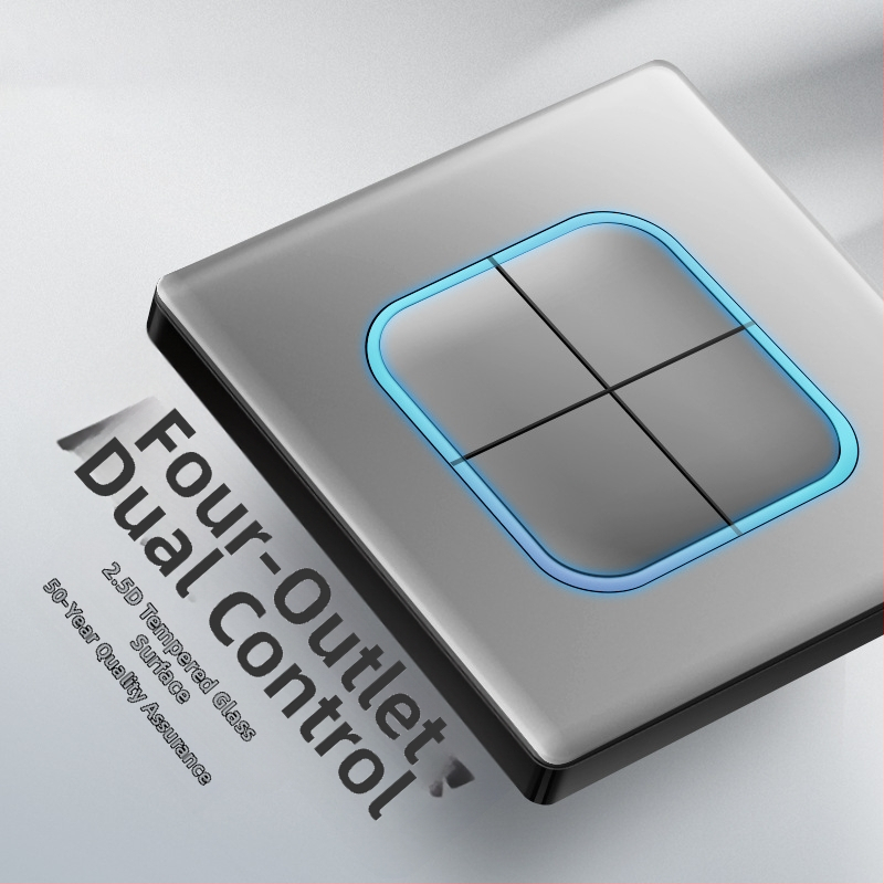 Priză USB ascunsă cu întrerupător din sticlă temperată, tip 86, LED, montaj 60x60 mm, contacte din bronz tin-fosfor