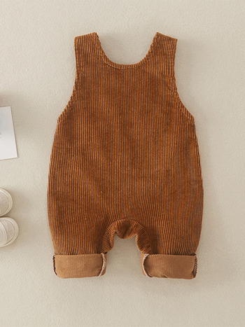 Corduroy памучен безръкав бебешки гащеризон, новородено 0–1 г., пролет-есен, пуловер стил