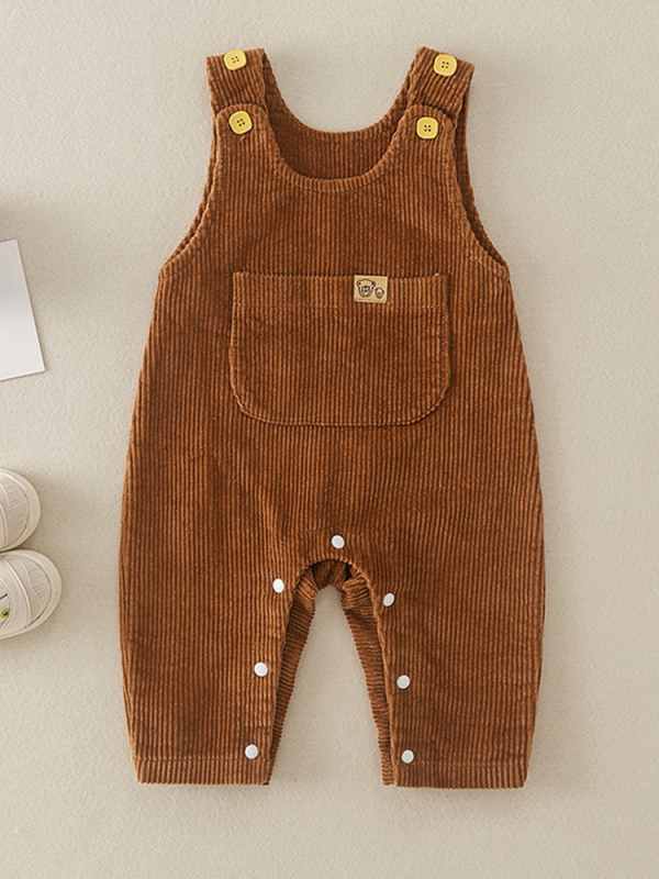 Corduroy памучен безръкав бебешки гащеризон, новородено 0–1 г., пролет-есен, пуловер стил