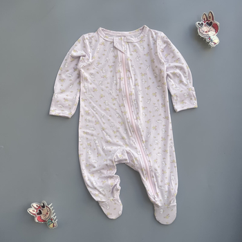 Бебешки гащеризон с цип, тънък плат от бамбукови влакна (95% бамбук, 5% спандекс; дълги ръкави; за деца 1–3 години (80–100 cm))