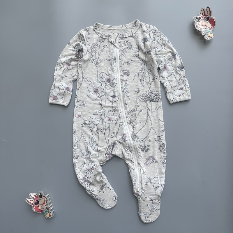 Бебешки гащеризон с цип, тънък плат от бамбукови влакна (95% бамбук, 5% спандекс; дълги ръкави; за деца 1–3 години (80–100 cm))