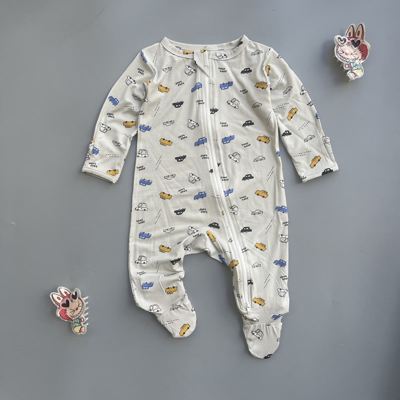 Бебешки гащеризон с цип, тънък плат от бамбукови влакна (95% бамбук, 5% спандекс; дълги ръкави; за деца 1–3 години (80–100 cm))