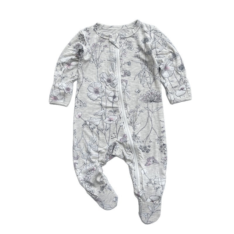 Бебешки гащеризон с цип, тънък плат от бамбукови влакна (95% бамбук, 5% спандекс; дълги ръкави; за деца 1–3 години (80–100 cm))